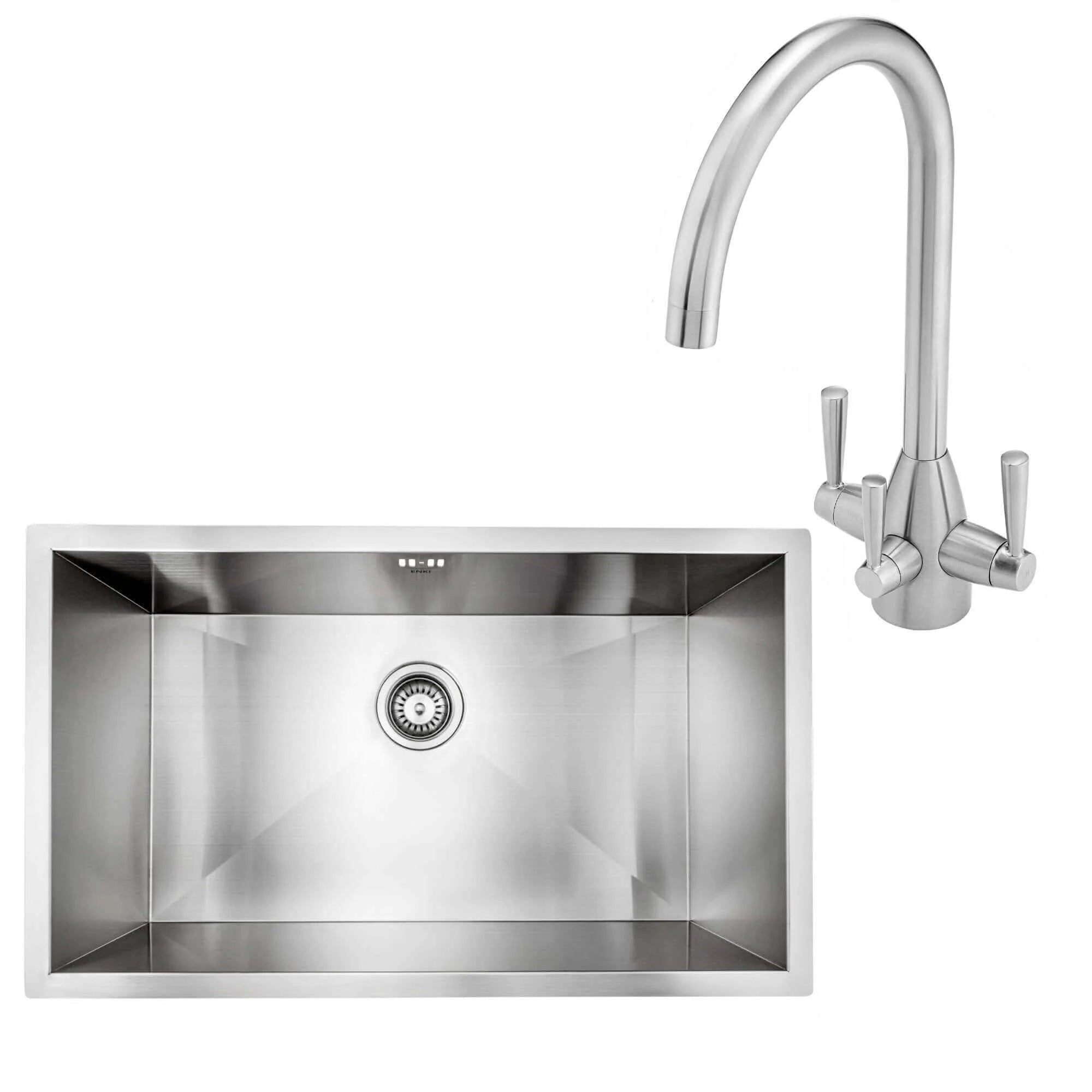 BST006 01 kitchen sink and tap set bali large 1 0 bowl undermount or topmount kitchen sink with overflow brushed stainless steel torino filter kitchen tap